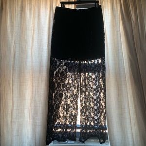 Lace peek-a-boo wide leg trousers